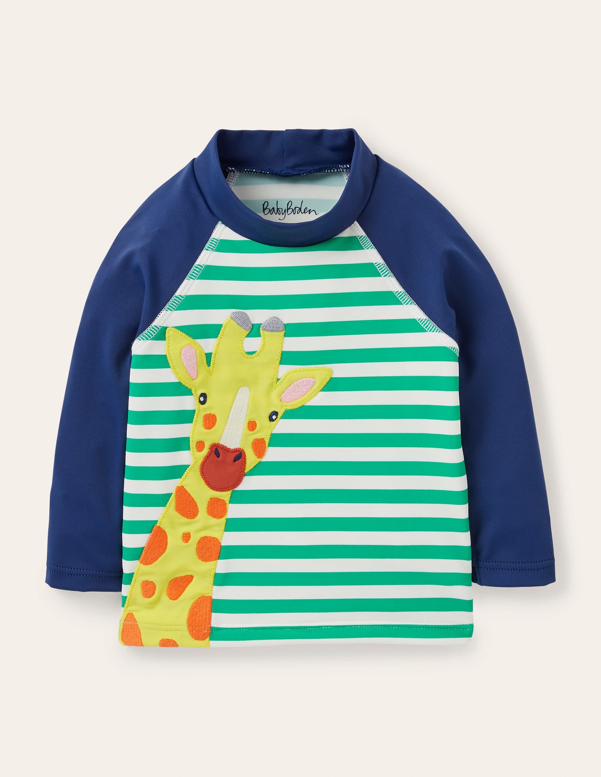 Haut de plage à appliqué-Girafe vert printemps/ivoire - Image 1
