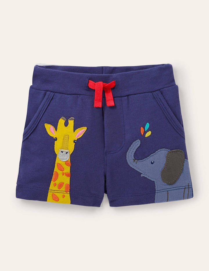 Essential Jersey Shorts-Starboard Blue Jungle Animals