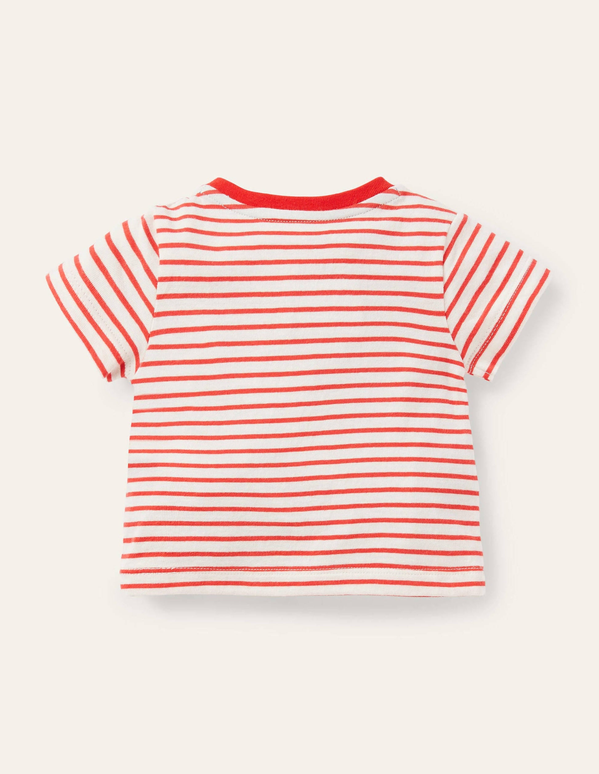 T-shirt rayé motif animaux curieux-Motif sous-marin ivoire/rouge-2