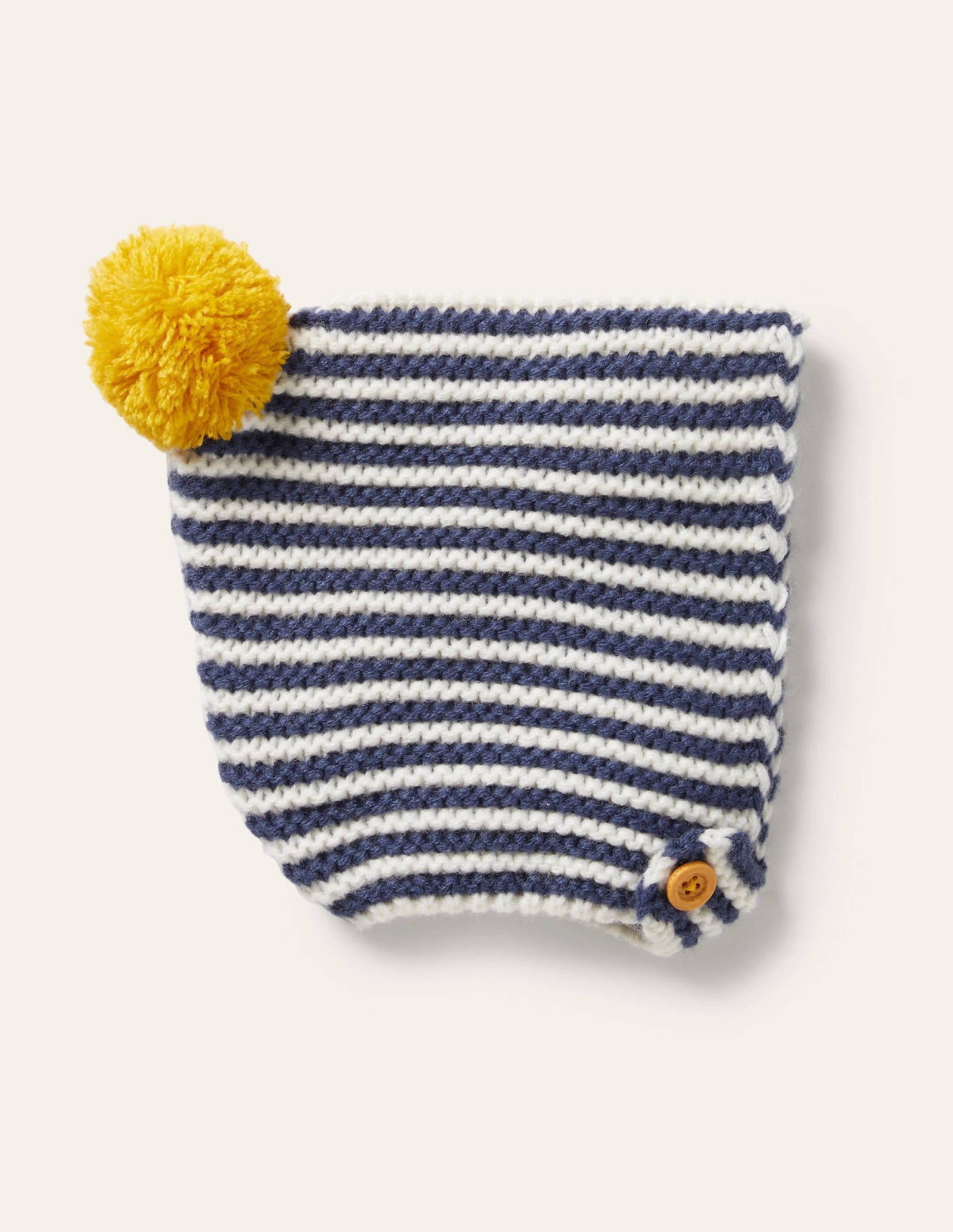 Knitted Bonnet-Ivory/Starboard Blue