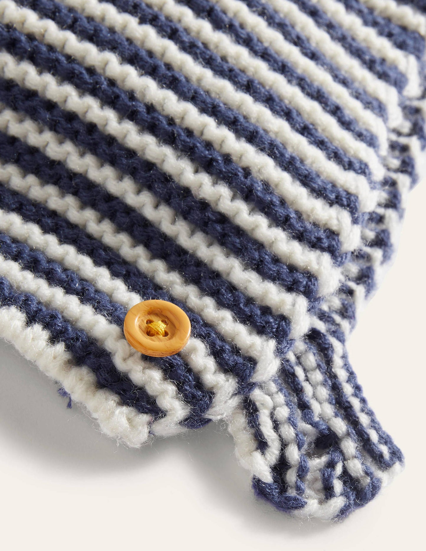 Knitted Bonnet-Ivory/Starboard Blue