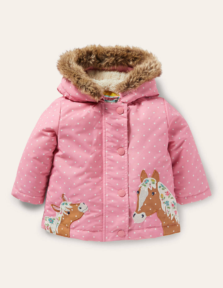 3-in-1-Jacke-Kirschblütenrosa, Pferde