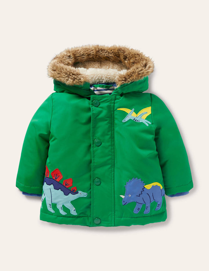 3-in-1-Jacke-Schottengrün, Dinosaurier