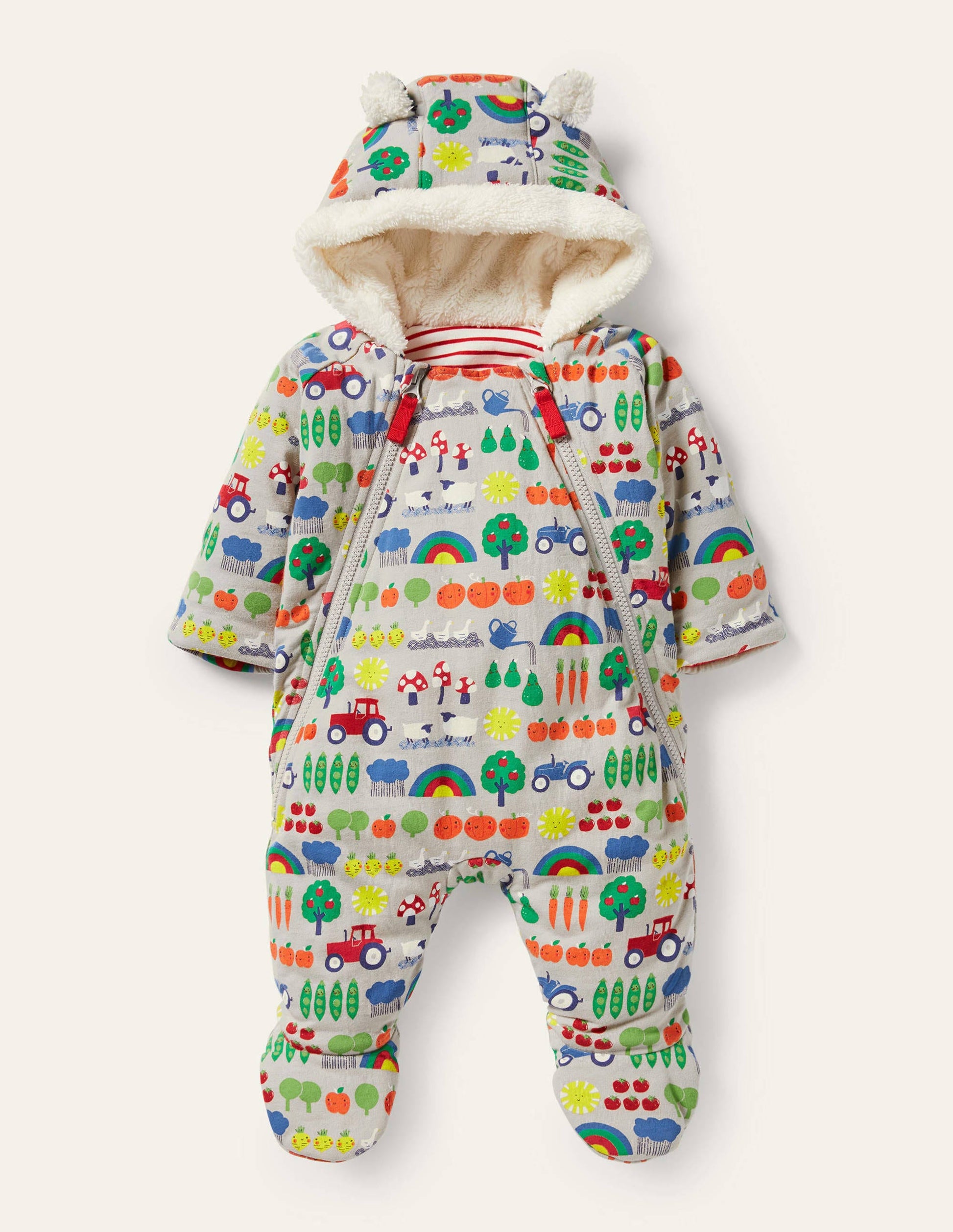 Gemütlicher Kinderwagenanzug mit Bauernhofmotiv-Schiefergrau, Bauernhof/Regenbogen-1