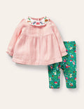 Set aus Weboberteil und Leggings-Sardiniengrün, Feengarten