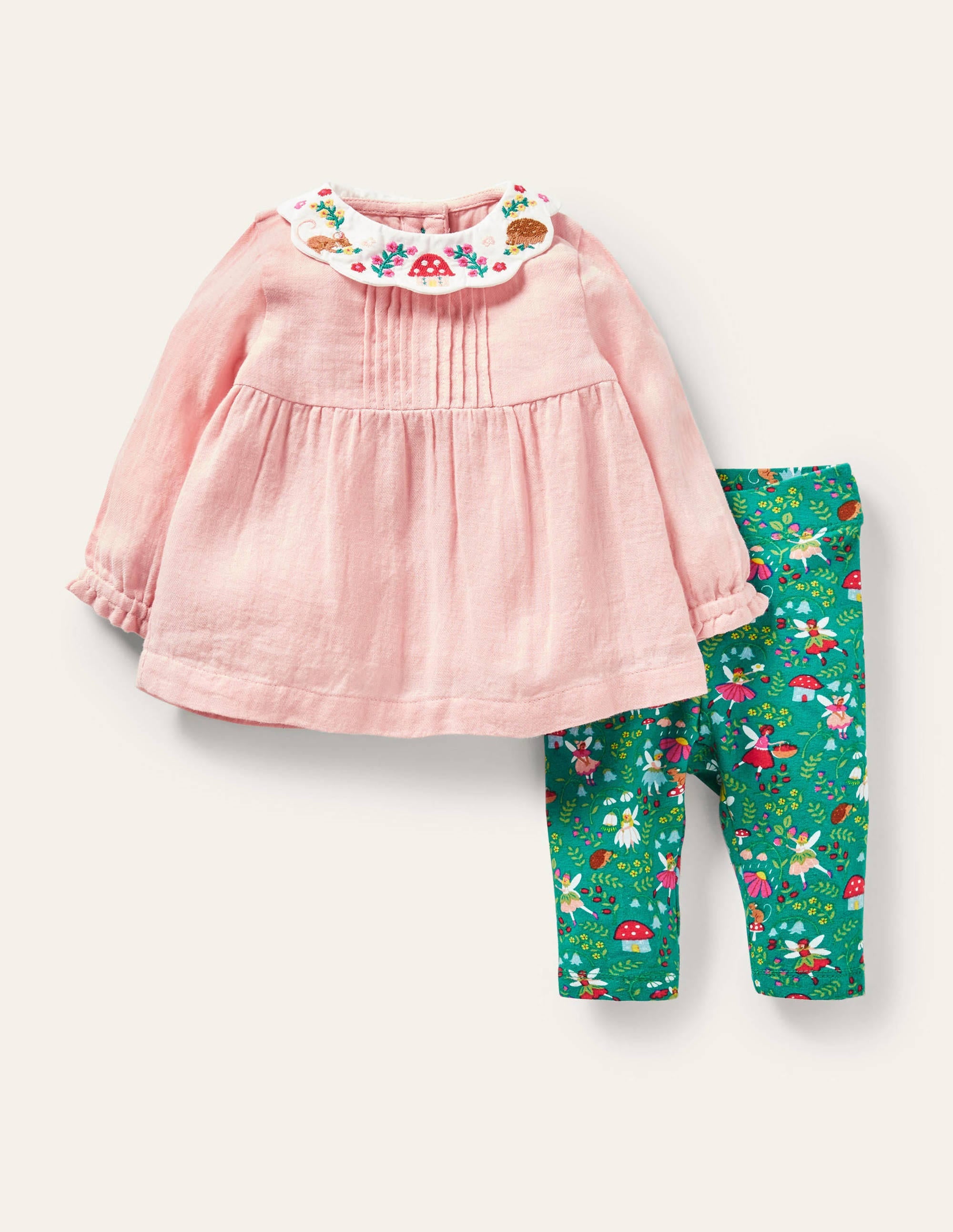 Set aus Weboberteil und Leggings-Sardiniengrün, Feengarten - Image 1