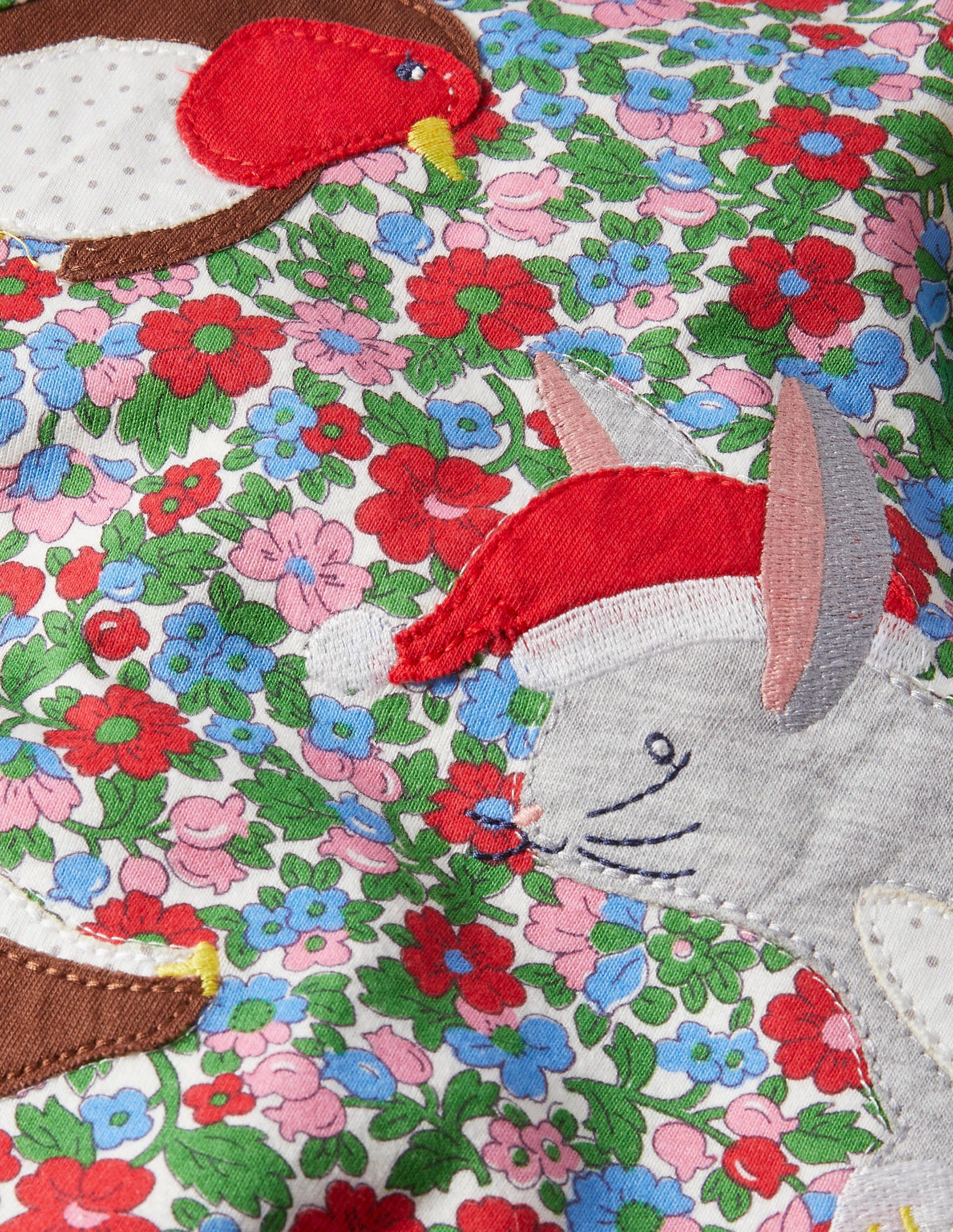 Origineller weihnachtlicher Strampler-Naturweiß, Vintage-Blumen/Tiere - Image 3