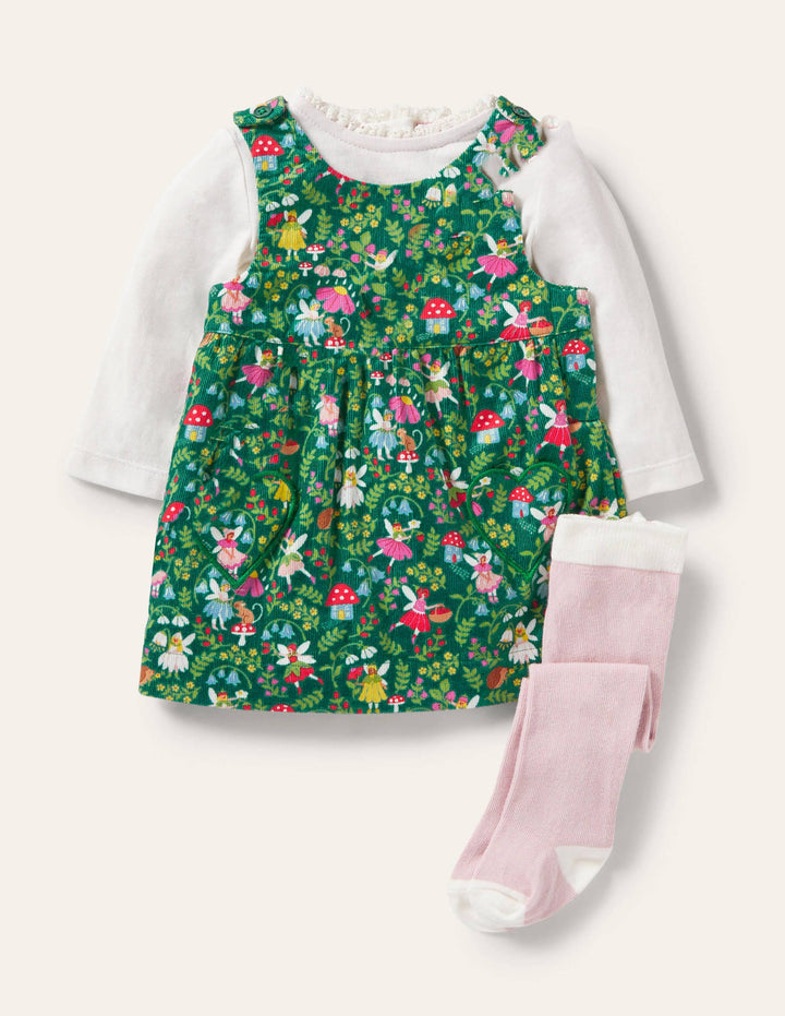 3-teiliges Cordkleid-Set-Sardiniengrün, Feengarten