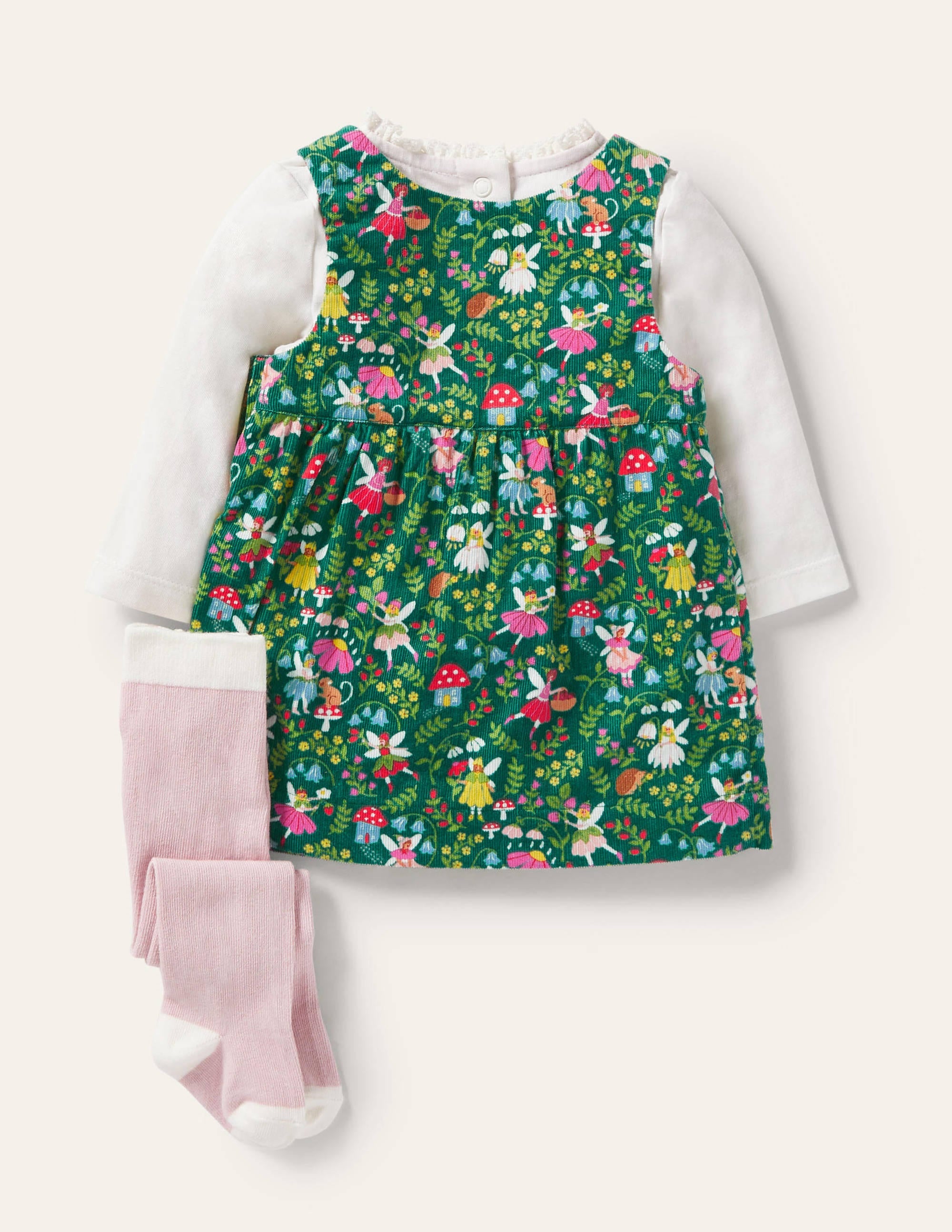 Ensemble 3 pièces avec robe en velours côtelé-Jardin féérique vert Sardaigne - Image 2