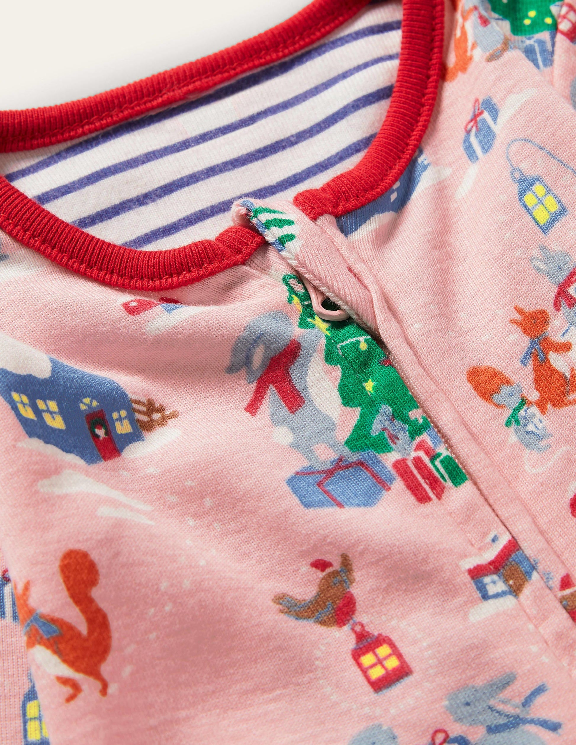 Twin Pack Zip Sleepsuit-Boto Pink Woodland Christmas-3