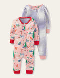Twin Pack Zip Sleepsuit-Boto Pink Woodland Christmas