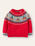 Fair-Isle-Pullover-Rockabilly-Rot, Bären