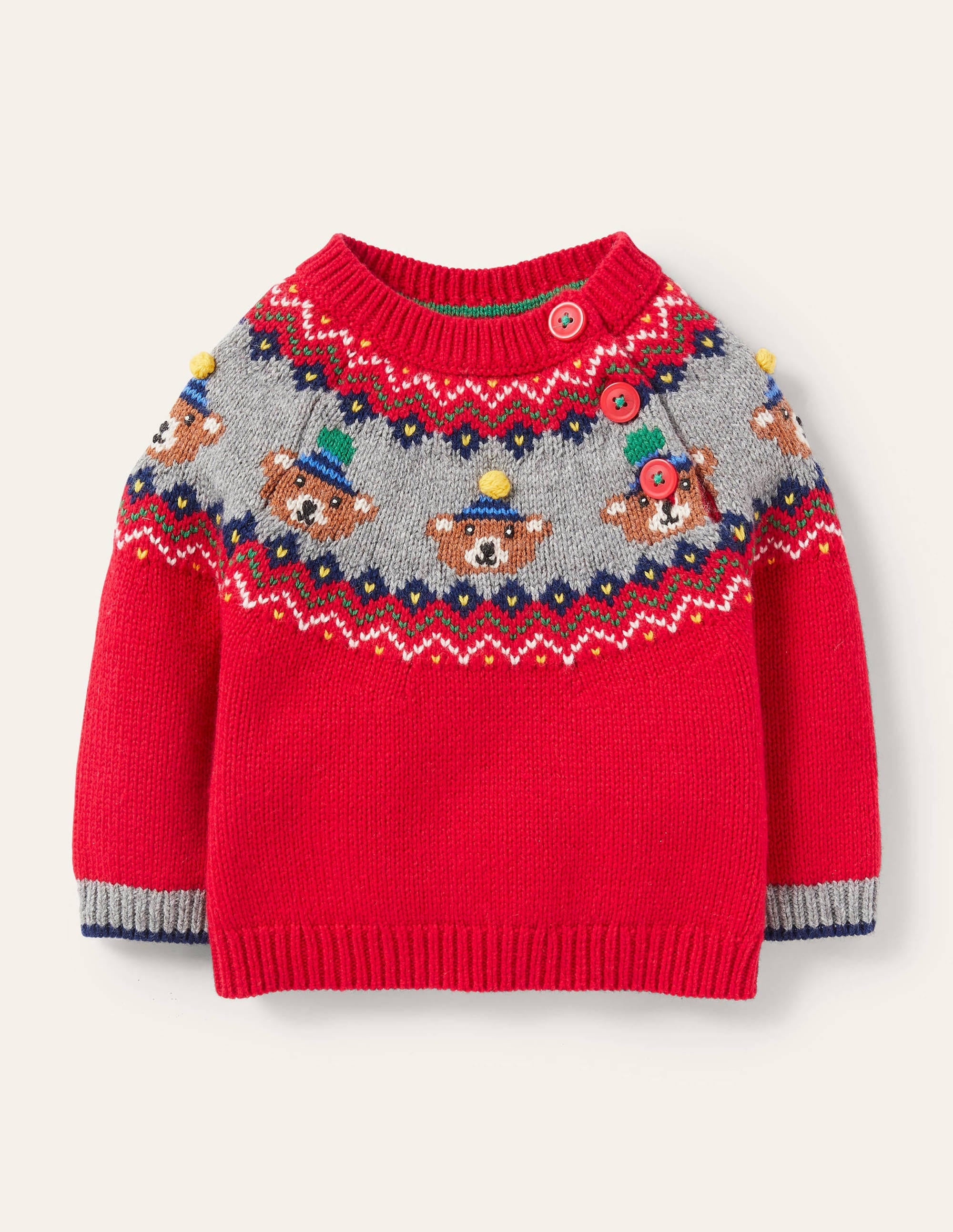 Fair-Isle-Pullover-Rockabilly-Rot, Bären - Image 1