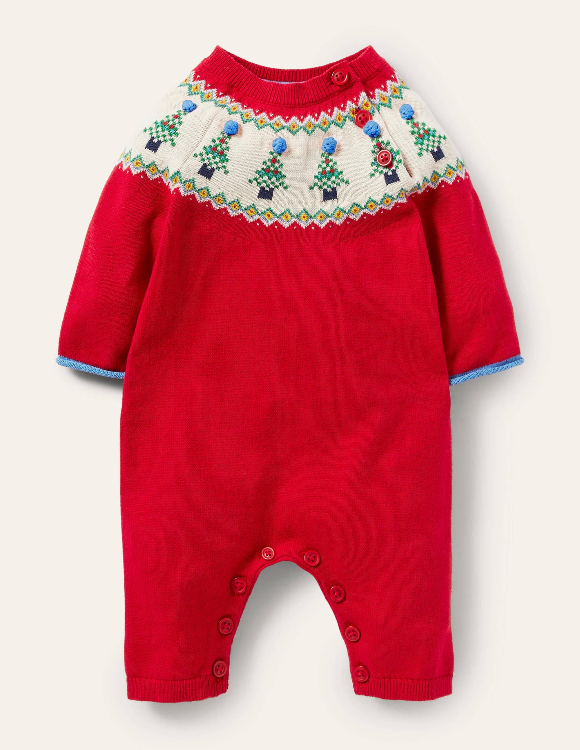 Christmas Fair Isle Romper-Rockabilly Red - Image 1