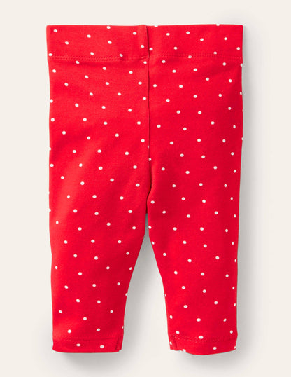 Leggings mit weihnachtlicher Applikation-Rockabilly-Rot, Getupft/Rotkehlchen