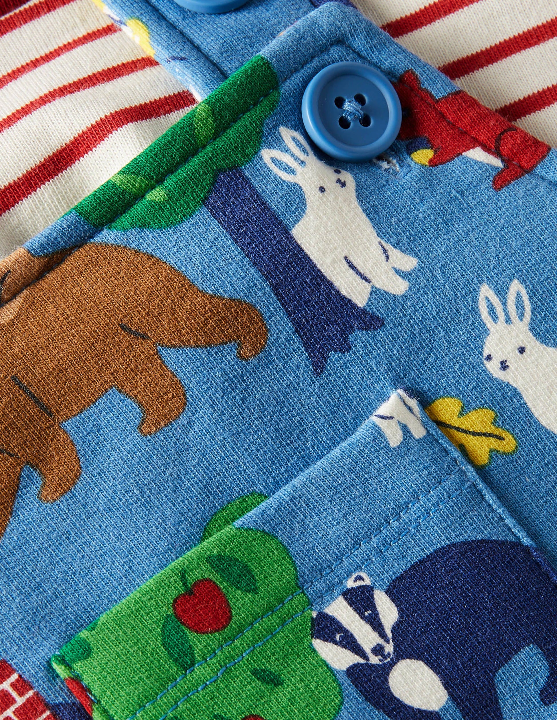 Gemustertes Latzhosen-Set aus Jersey-Elisabethanisches Blau, Bären-3