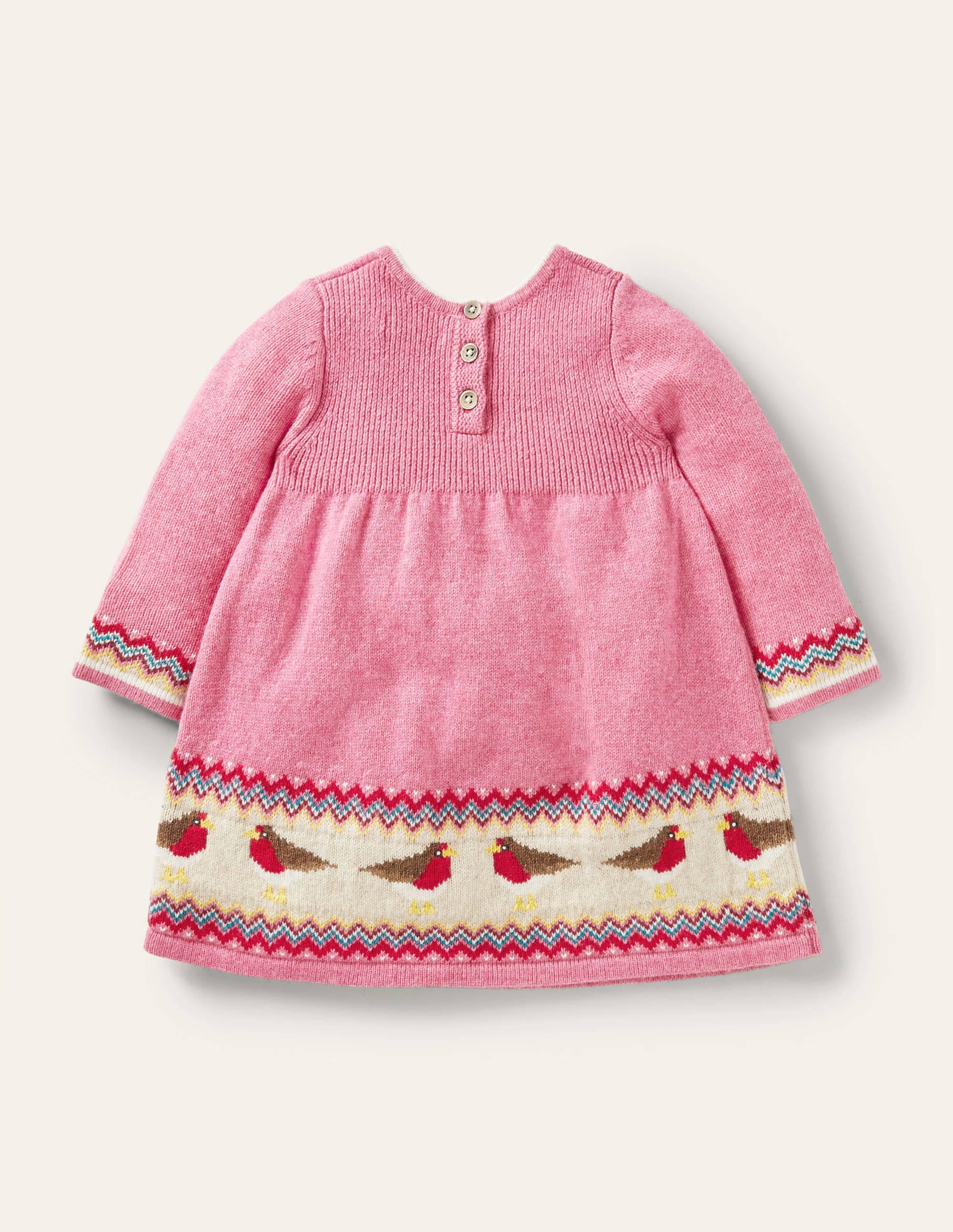 Fair Isle Knitted Dress-Formica Pink Robins - Image 2