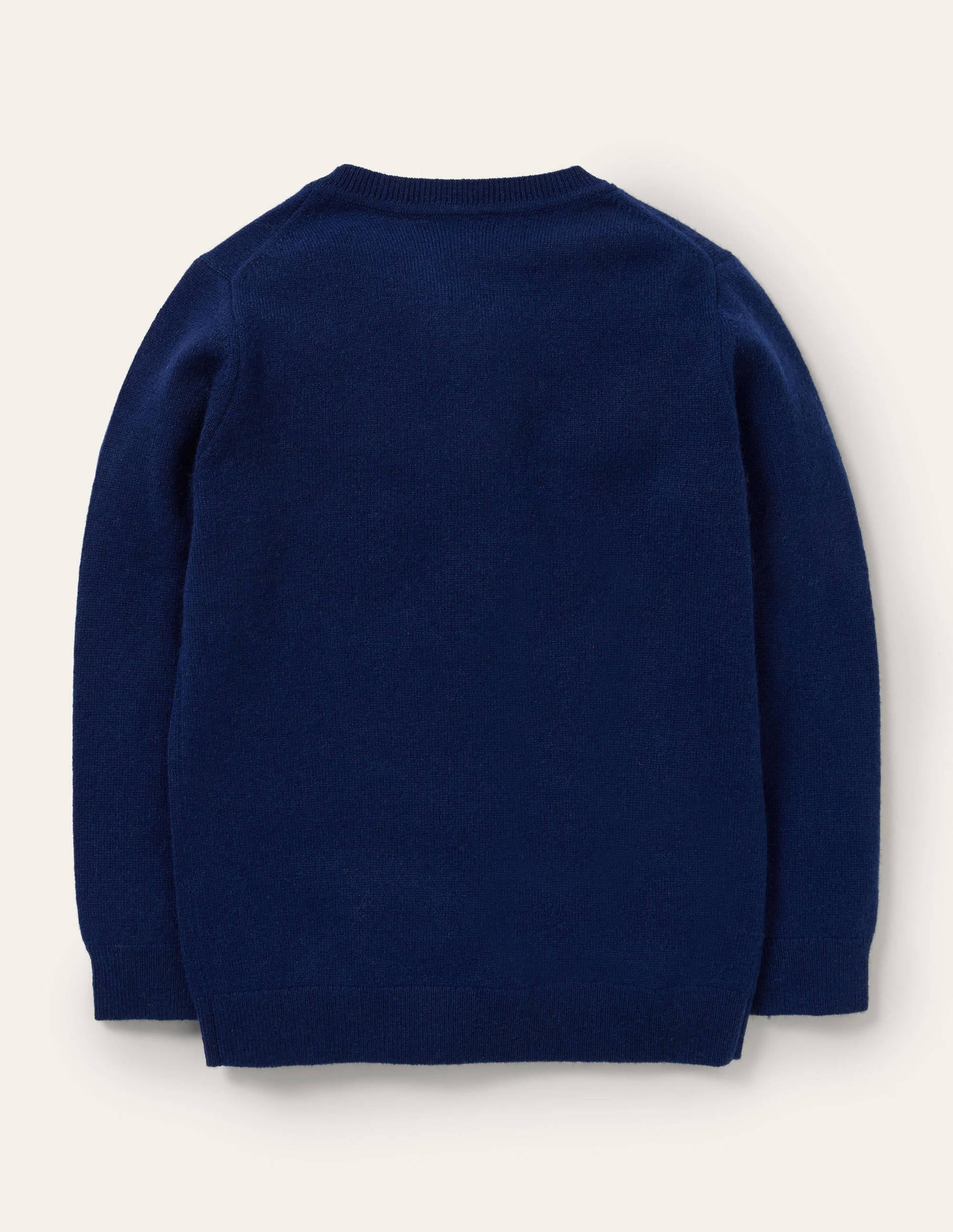 Pull col rond en cachemire-Renard bleu marine universitaire - Image 2