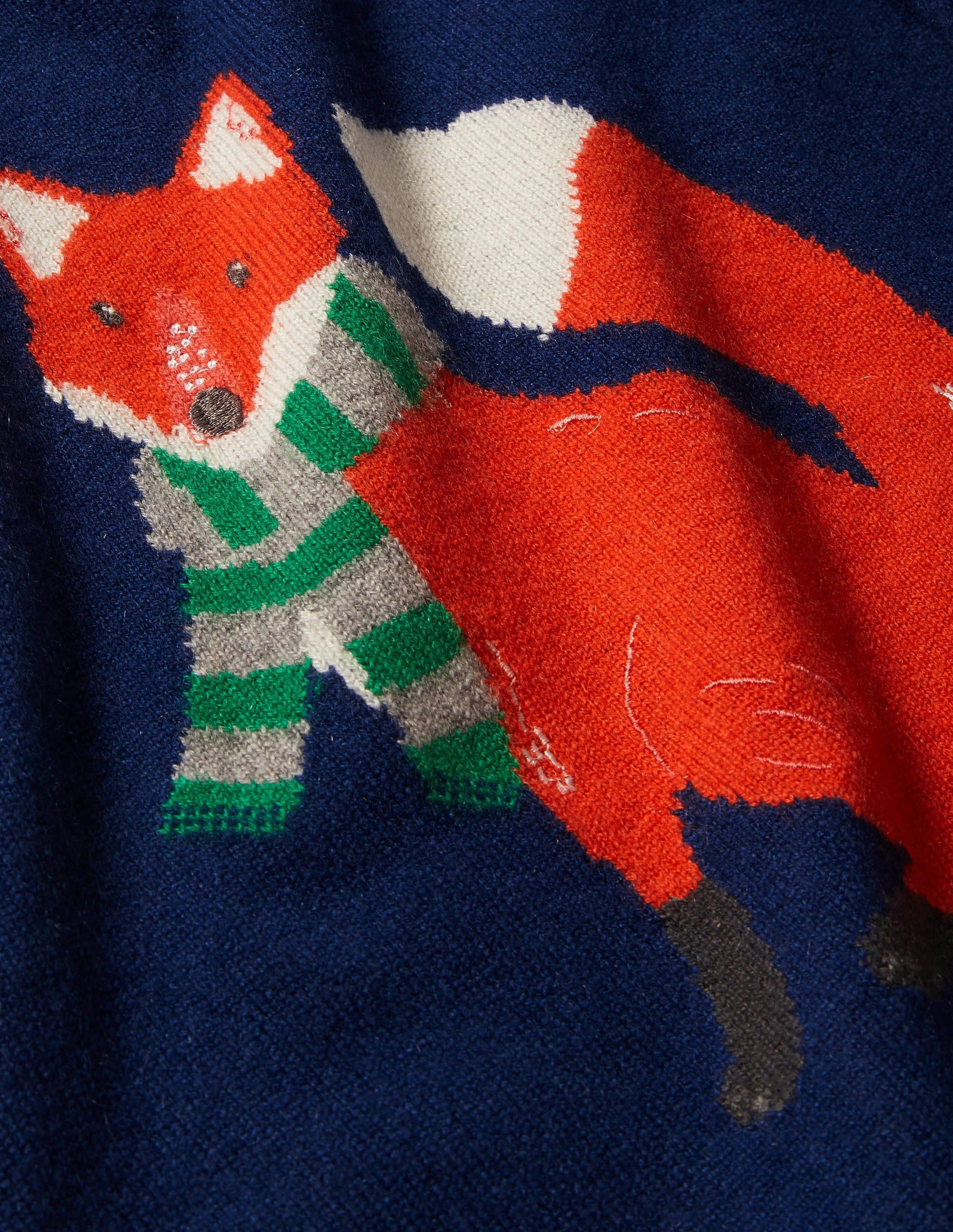 Pull col rond en cachemire-Renard bleu marine universitaire-3