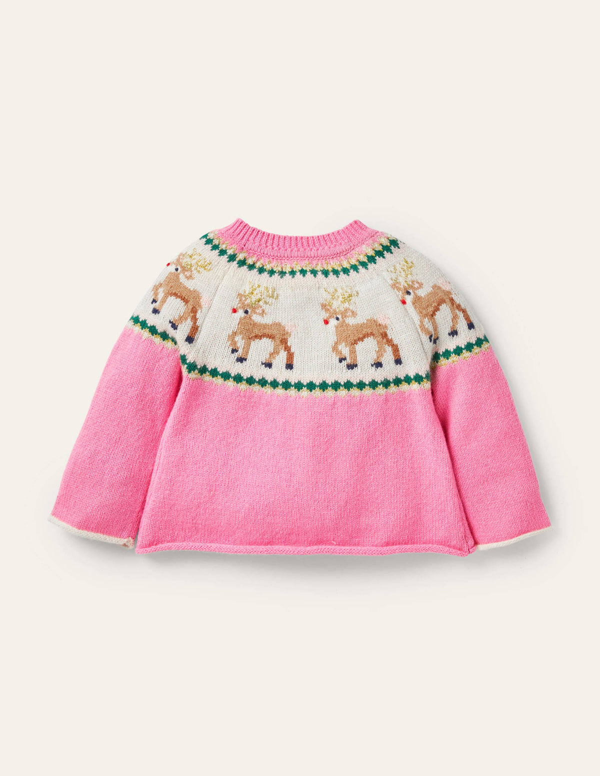 Fair-Isle-Cardigan-Kirschblütenrosa, Rentier-2