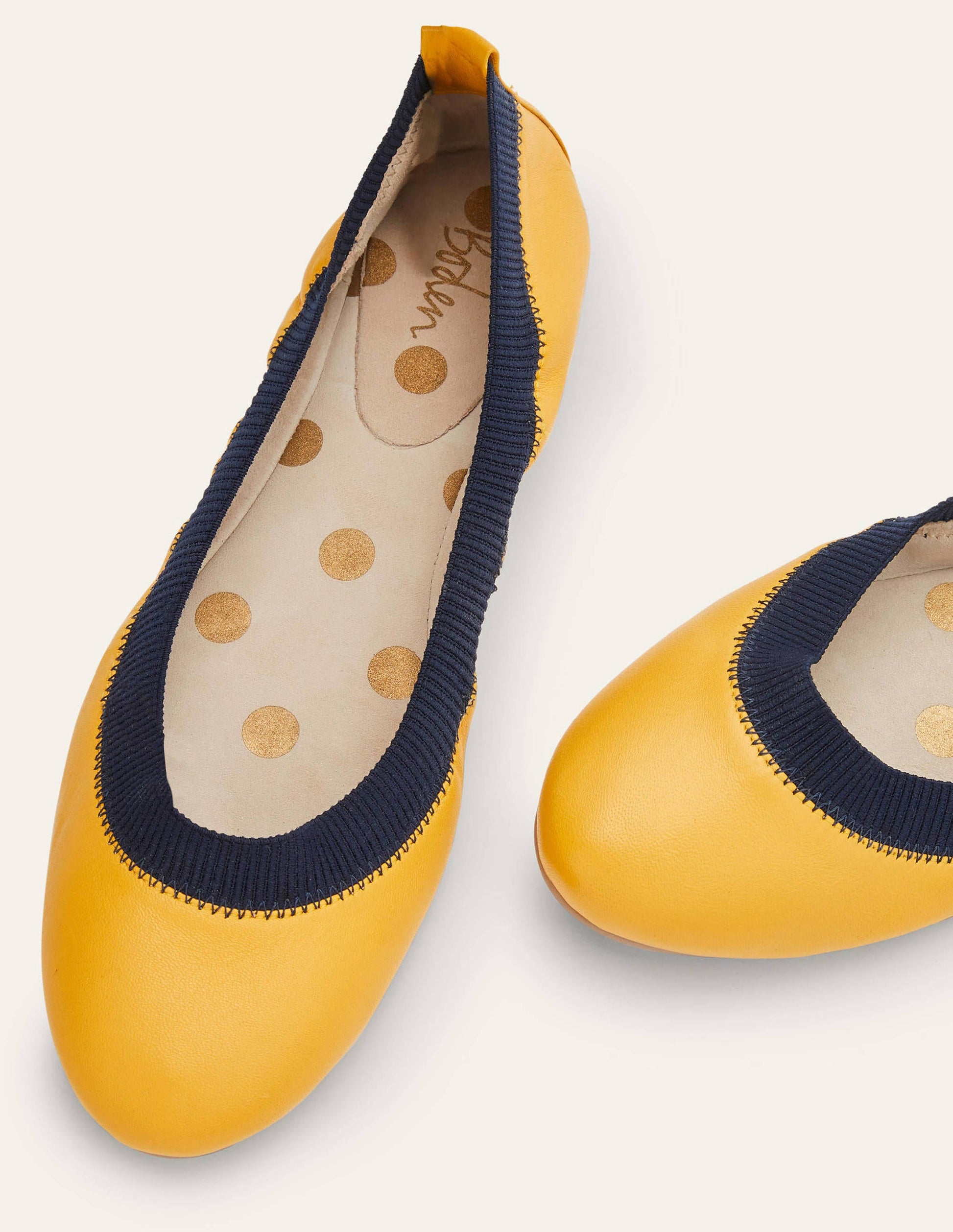 Hettie Flexible Ballerinas-Honiggold/Navy-1