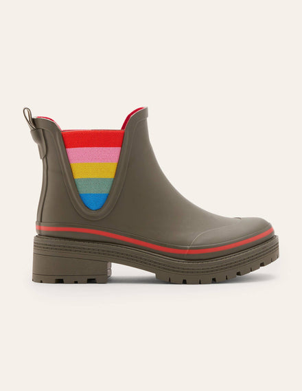 Bamburgh Gummistiefel-Klassisches Khaki/Kirschrot
