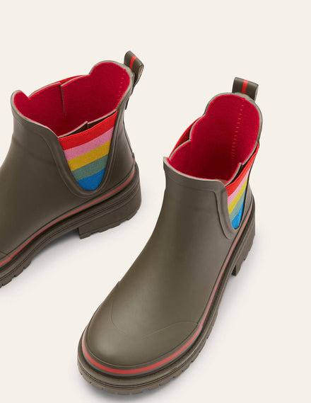 Bamburgh Gummistiefel-Klassisches Khaki/Kirschrot