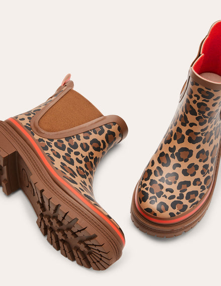 Bamburgh Gummistiefel-Feuerrot, Leopardenmuster