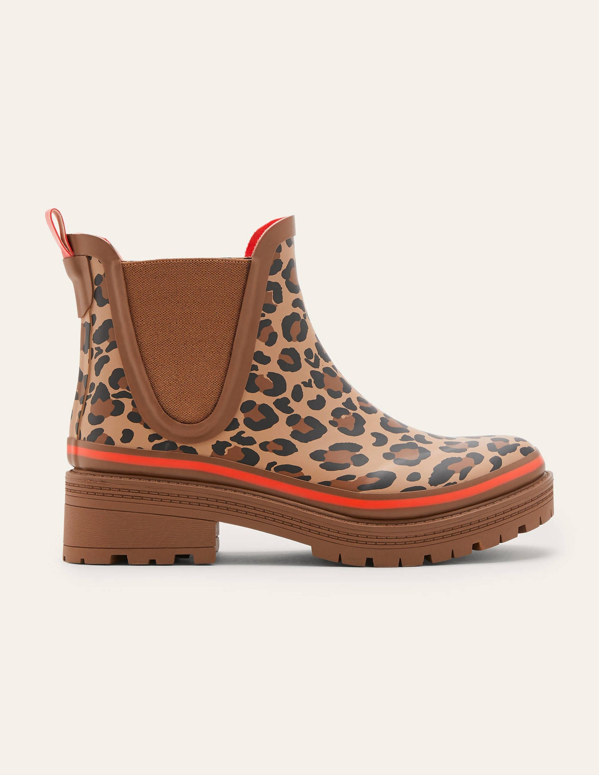 Bamburgh Gummistiefel-Feuerrot, Leopardenmuster-3