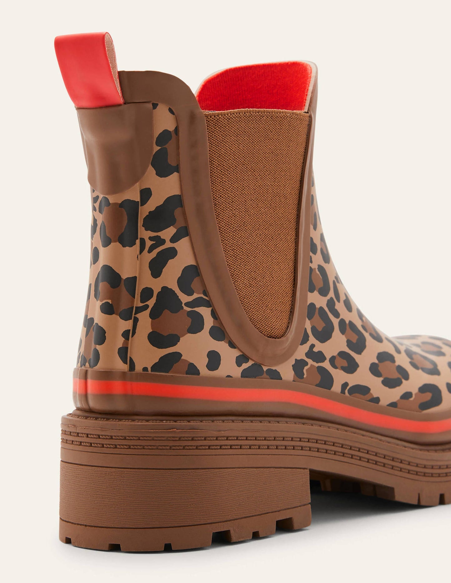 Bamburgh Gummistiefel-Feuerrot, Leopardenmuster
