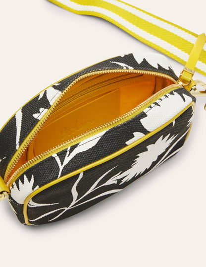 Leinen-Umhängetasche-Schwarz, Knospen mit Blättern-2