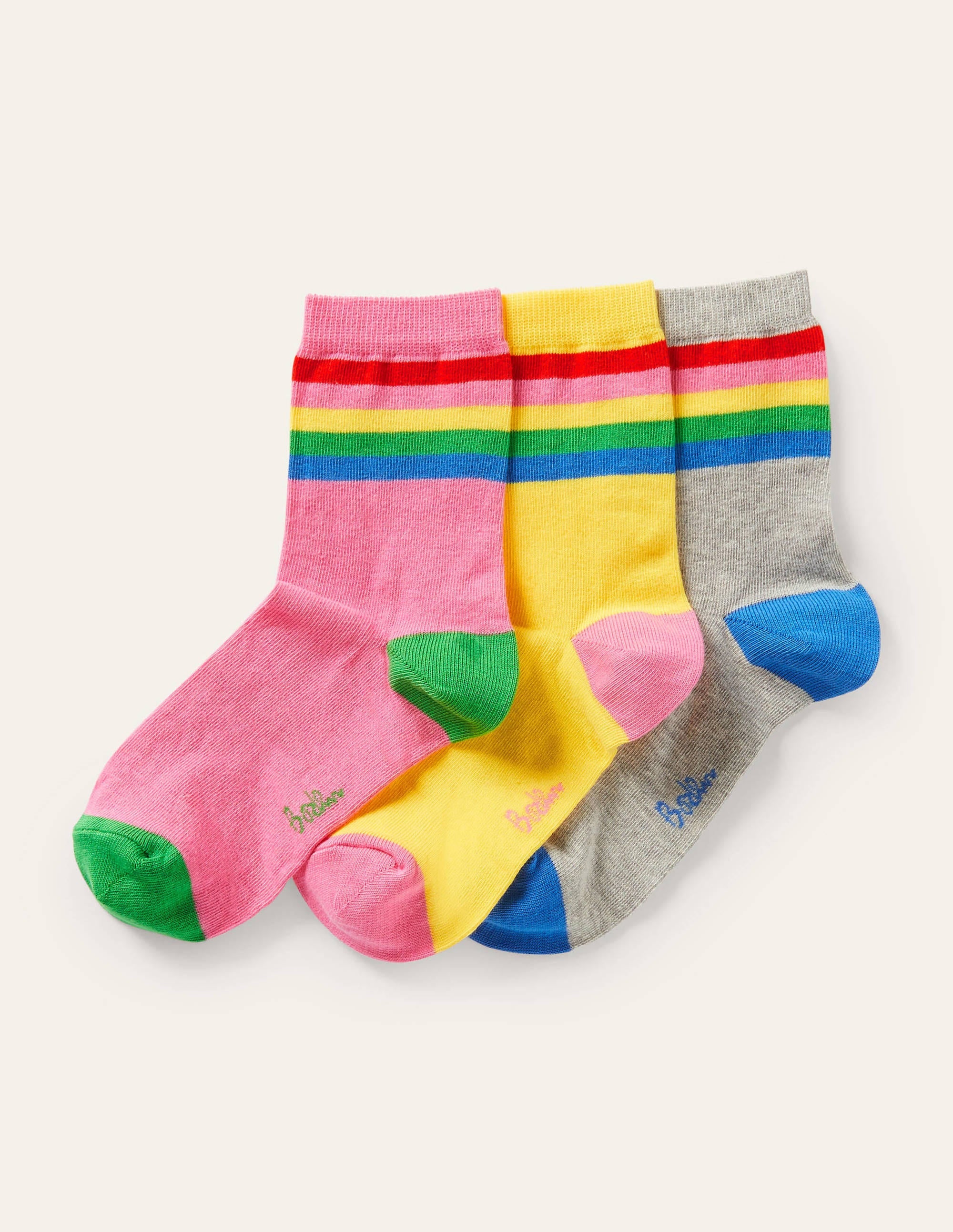Knöchelsocken im 3er-Pack-Bunt, Gestreift - Image 1