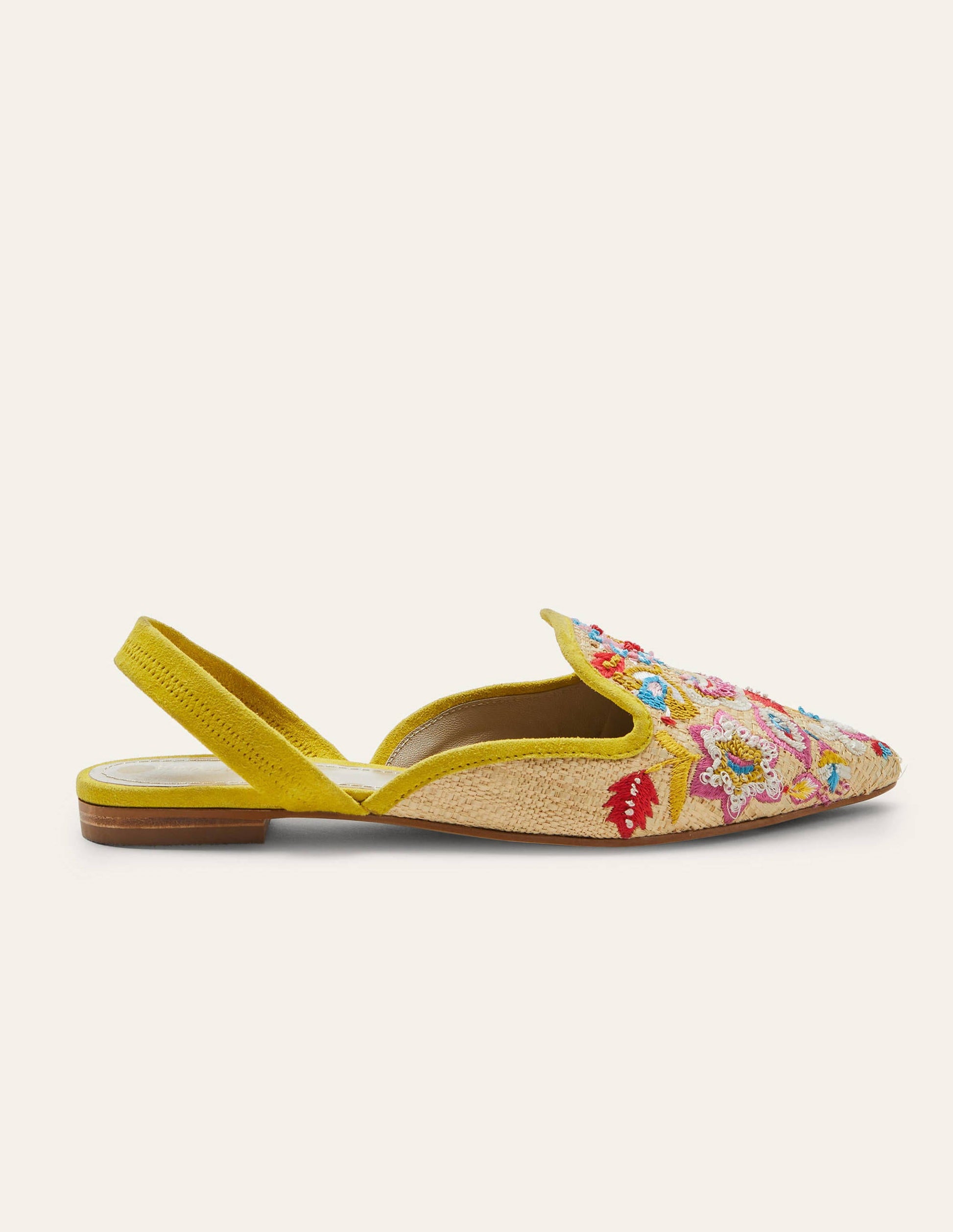 Chaussures plates brodées en raphia-Couleur naturelle-2
