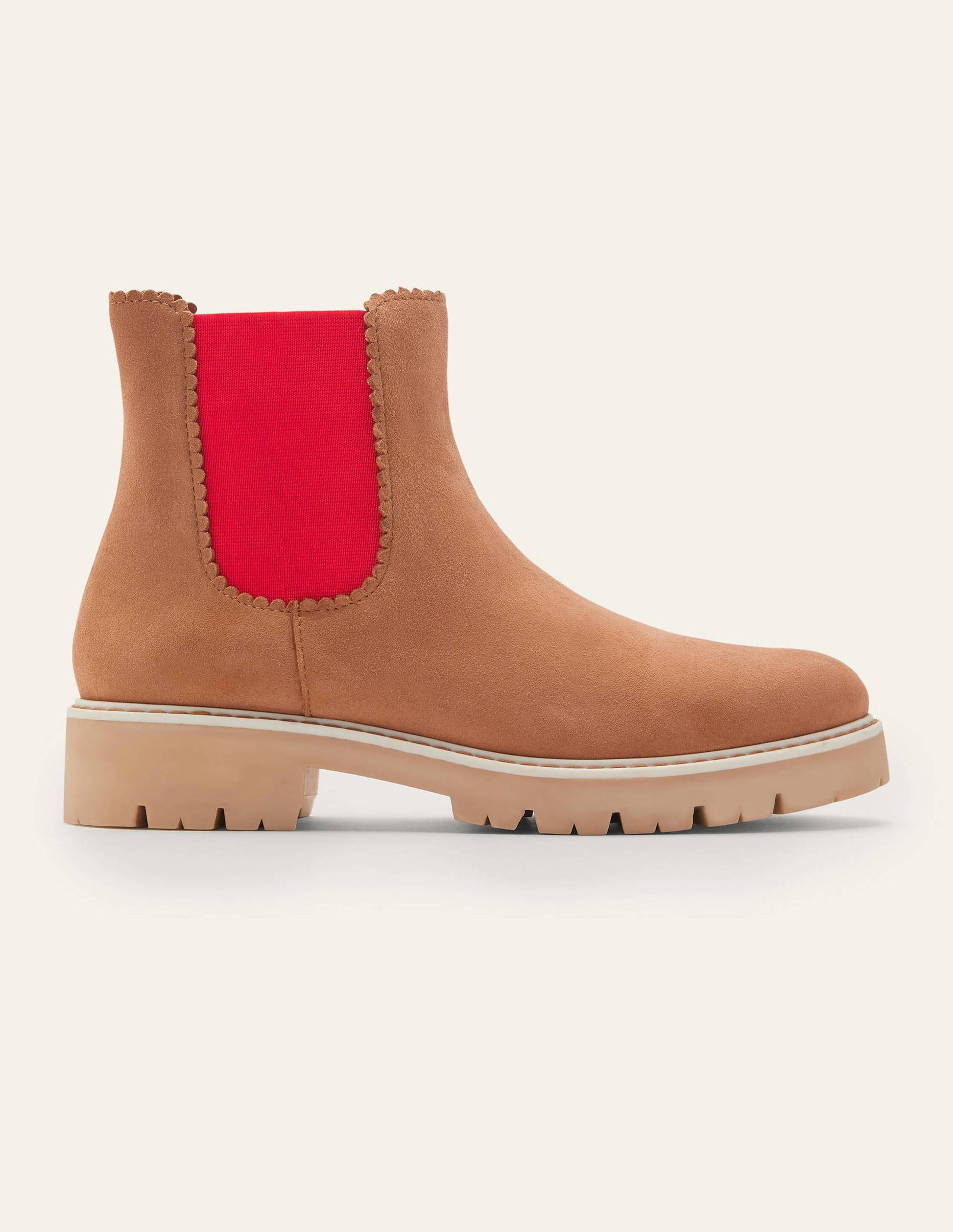 Bottines chelsea festonnées-Fauve/rouge cerise-2