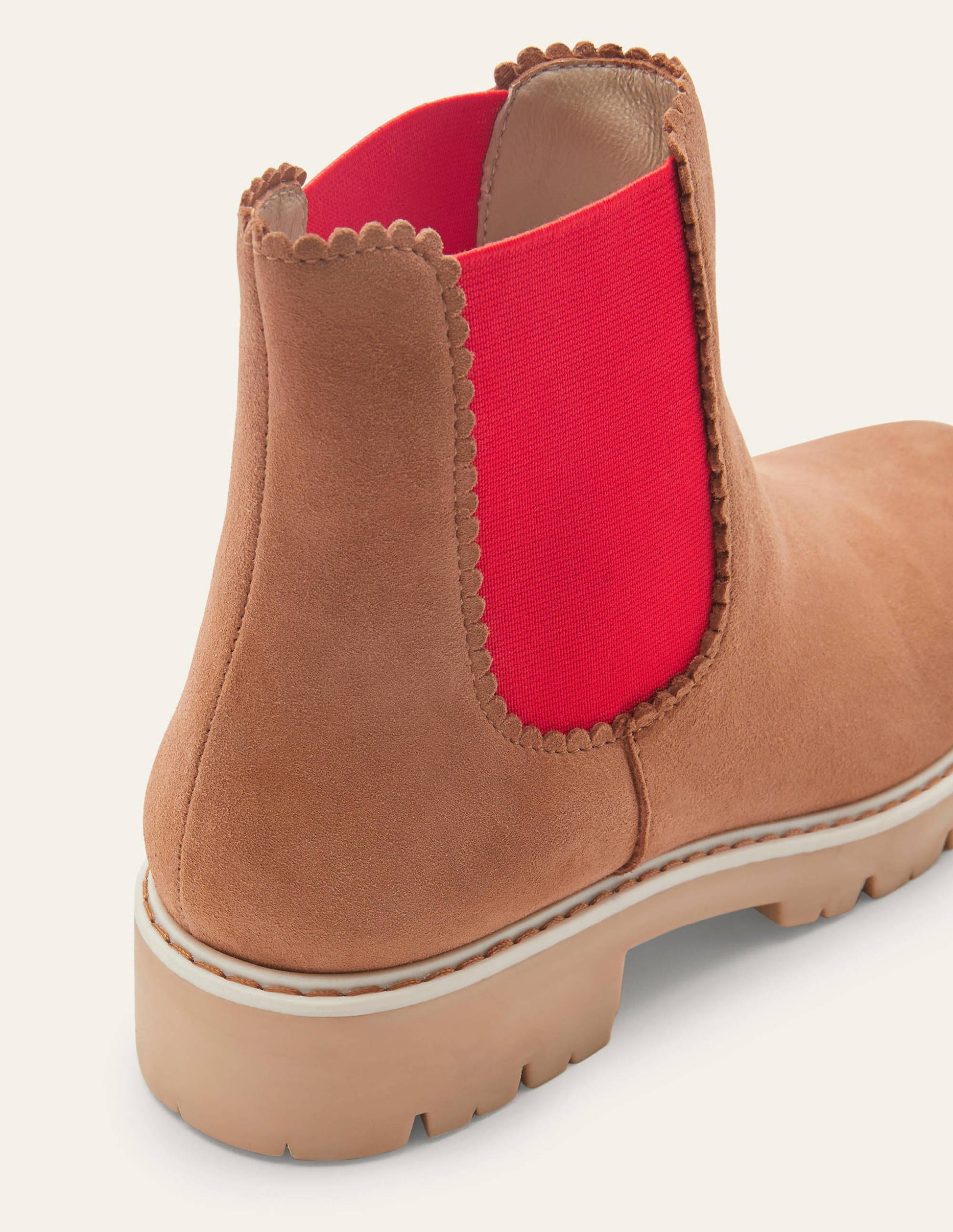 Bottines chelsea festonnées-Fauve/rouge cerise-3