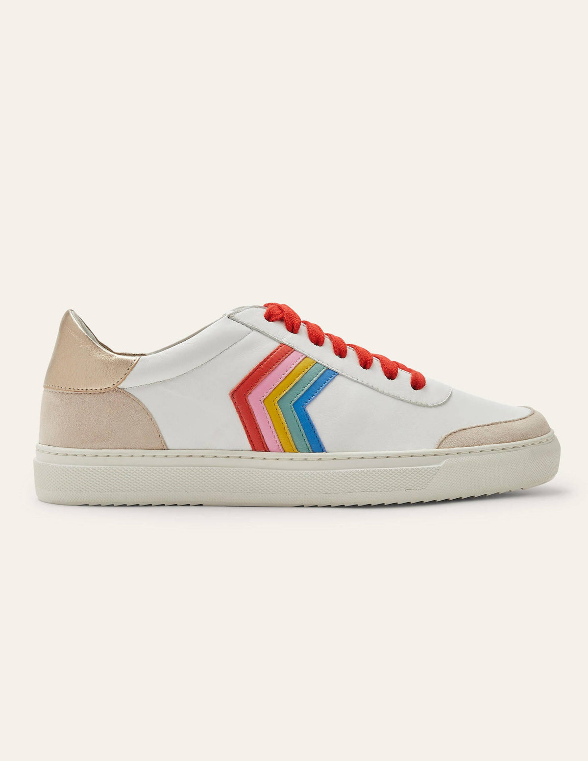 Helen Turnschuhe mit Zickzackmuster-Weiß/Feuerrot, Regenbogen-2