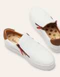 Zip Flatform Trainers-White Leather
