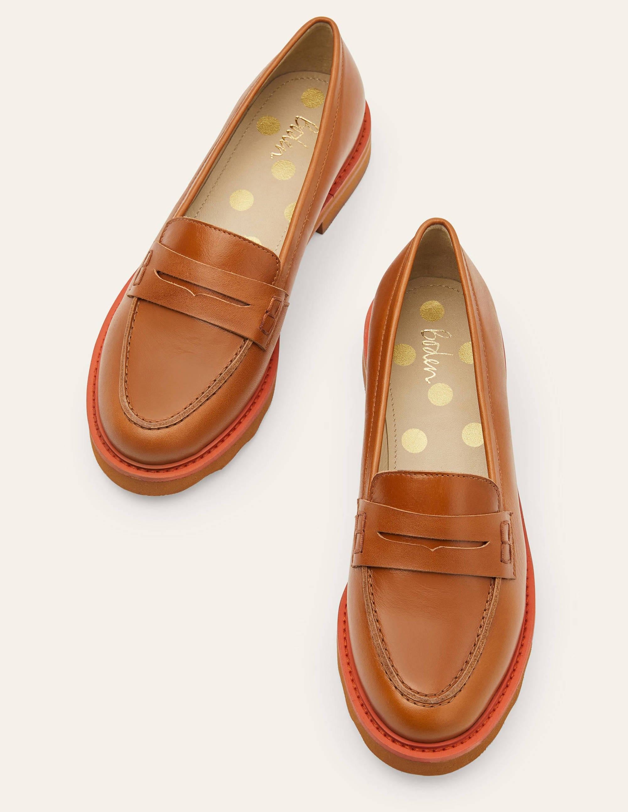 Mocassins épais-Fauve/rouge cerise - Image 1