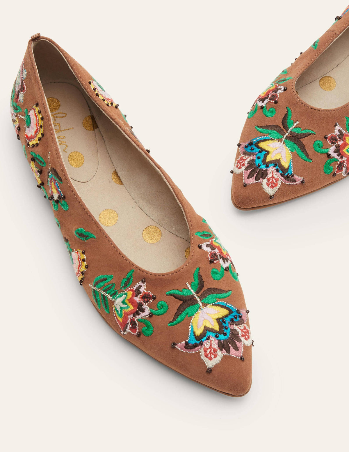 Catriona Ballerinas-Hellbraun, Stickerei - Image 1
