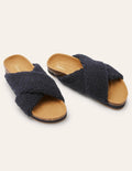 Slipper mit überkreuzten Riemen-Marineblau