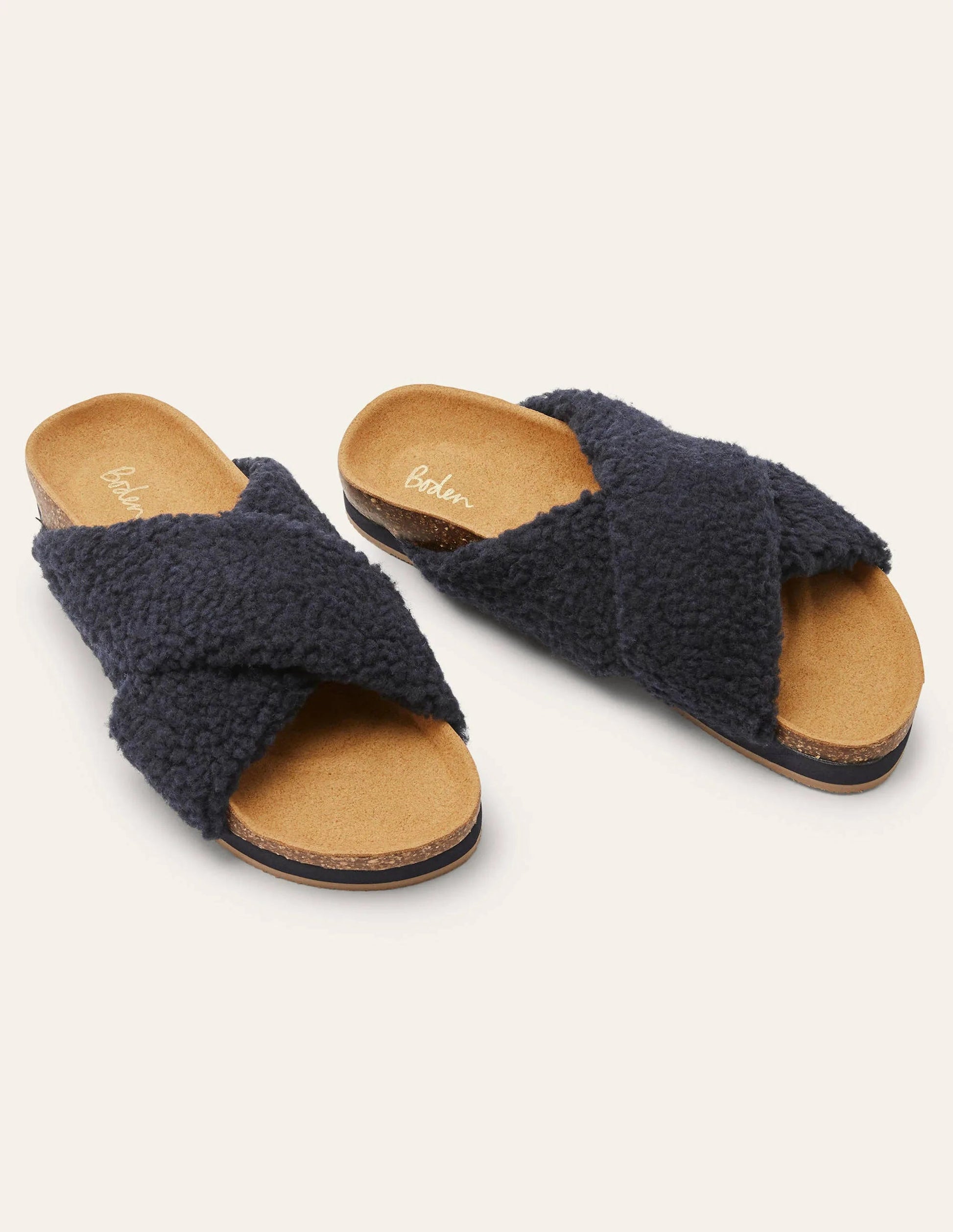 Slipper mit überkreuzten Riemen-Marineblau-1