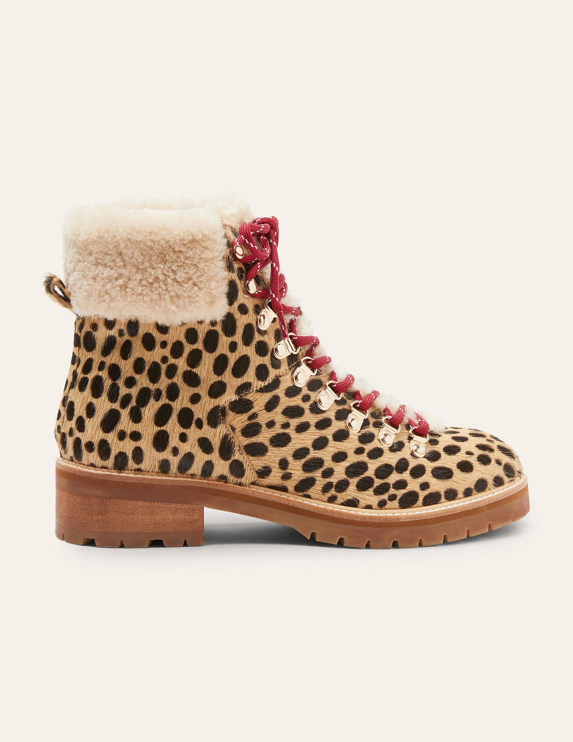 Wanderstiefel zum Schnüren-Hellbraun, Leopardenmuster-4