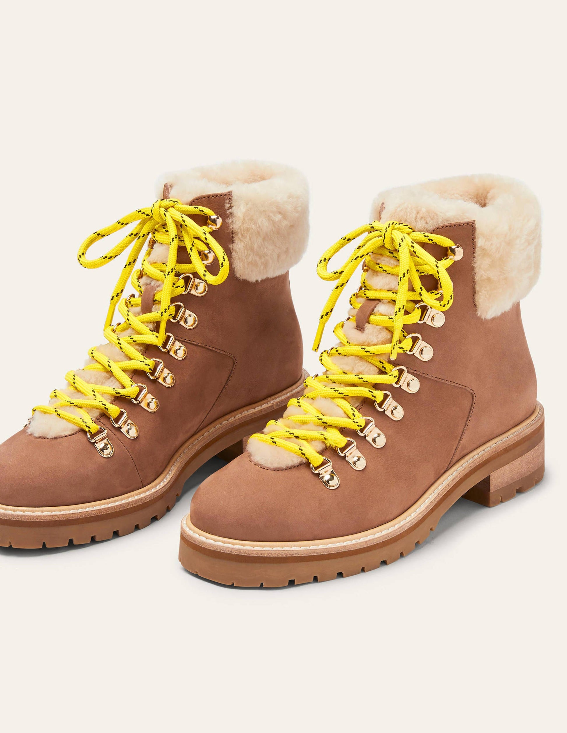 Lace-up Hiking Boots-Tan-1
