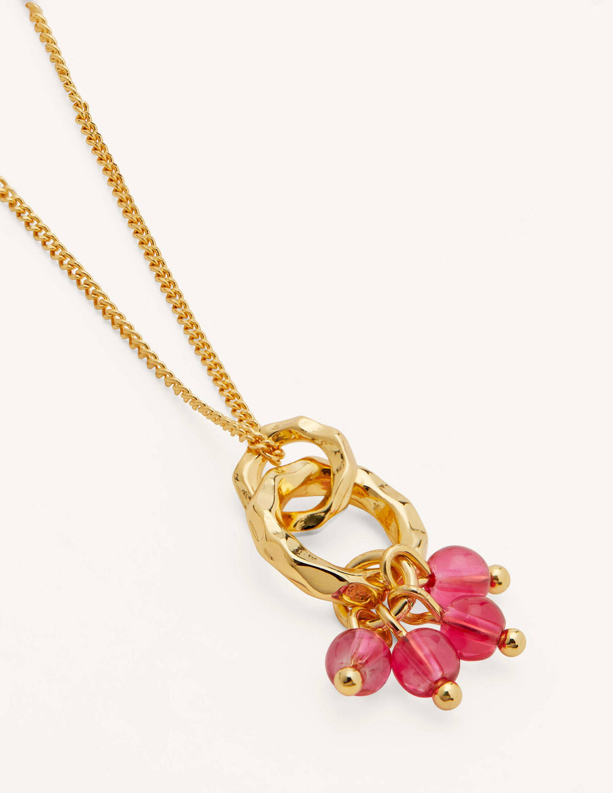 Gehämmerte Halskette mit Perlenanhänger-Rosa-2