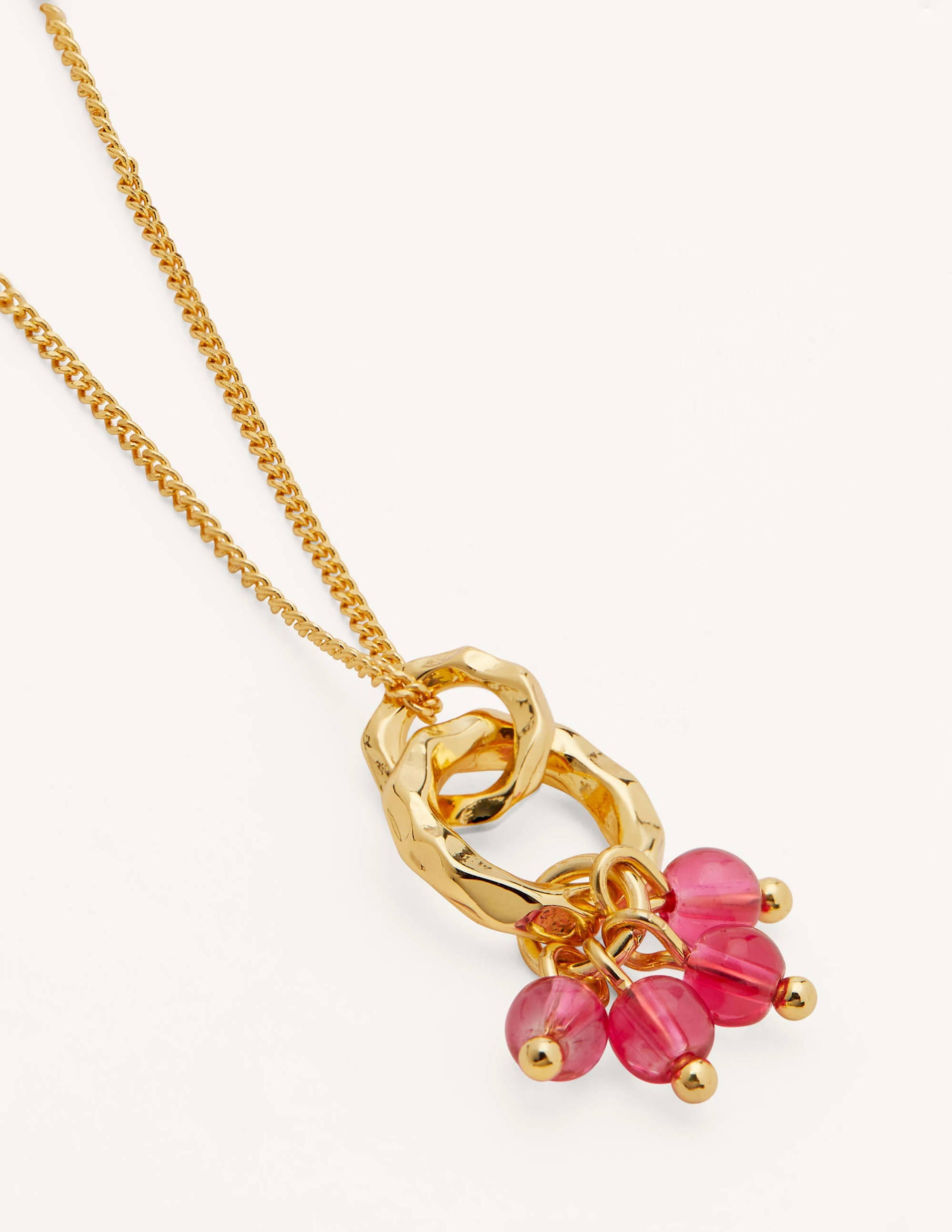 Gehämmerte Halskette mit Perlenanhänger-Rosa - Image 2