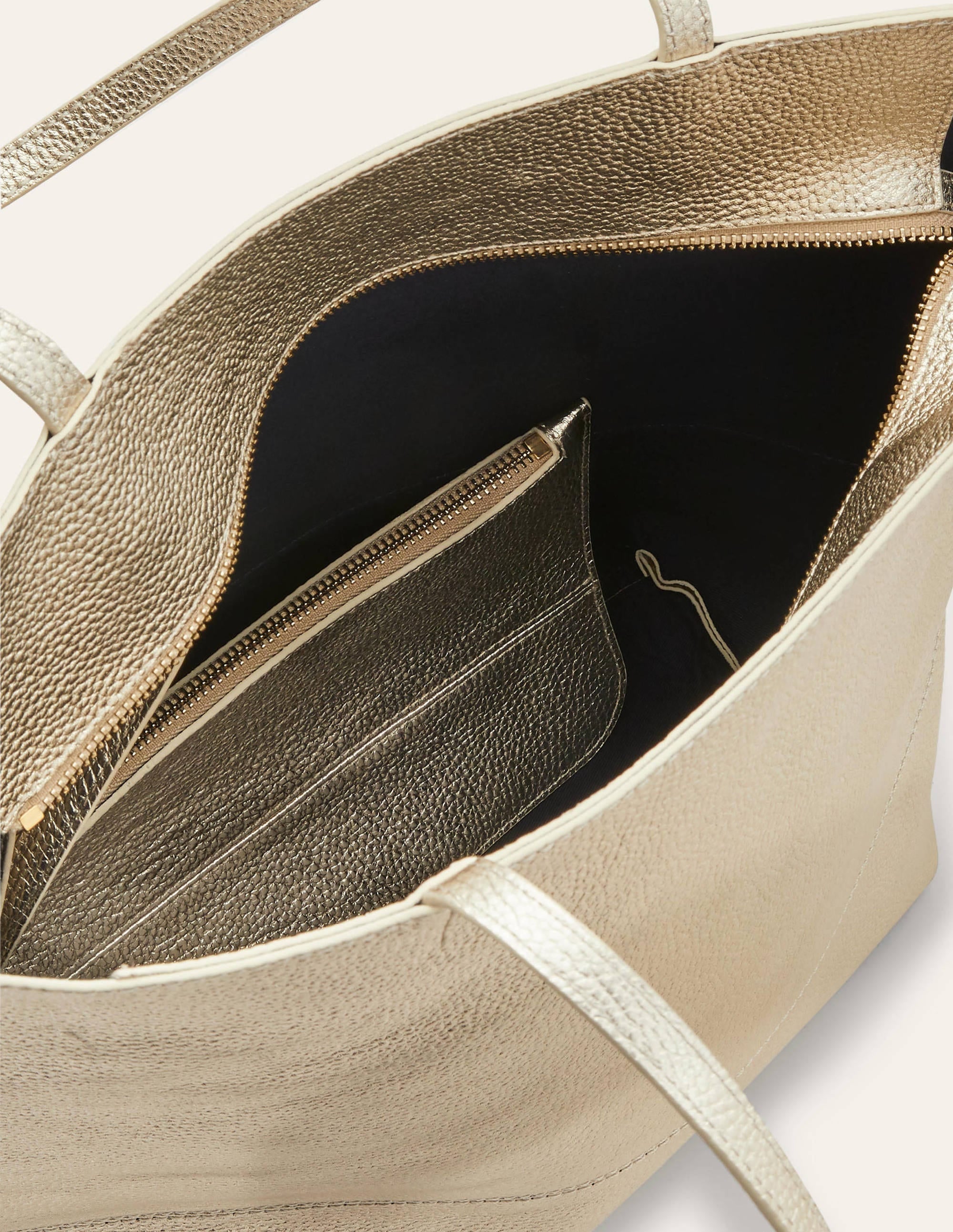 Sac cabas en cuir-Doré clair - Image 2