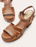 Sandalen-Clogs mit Absatz-Hellbraun