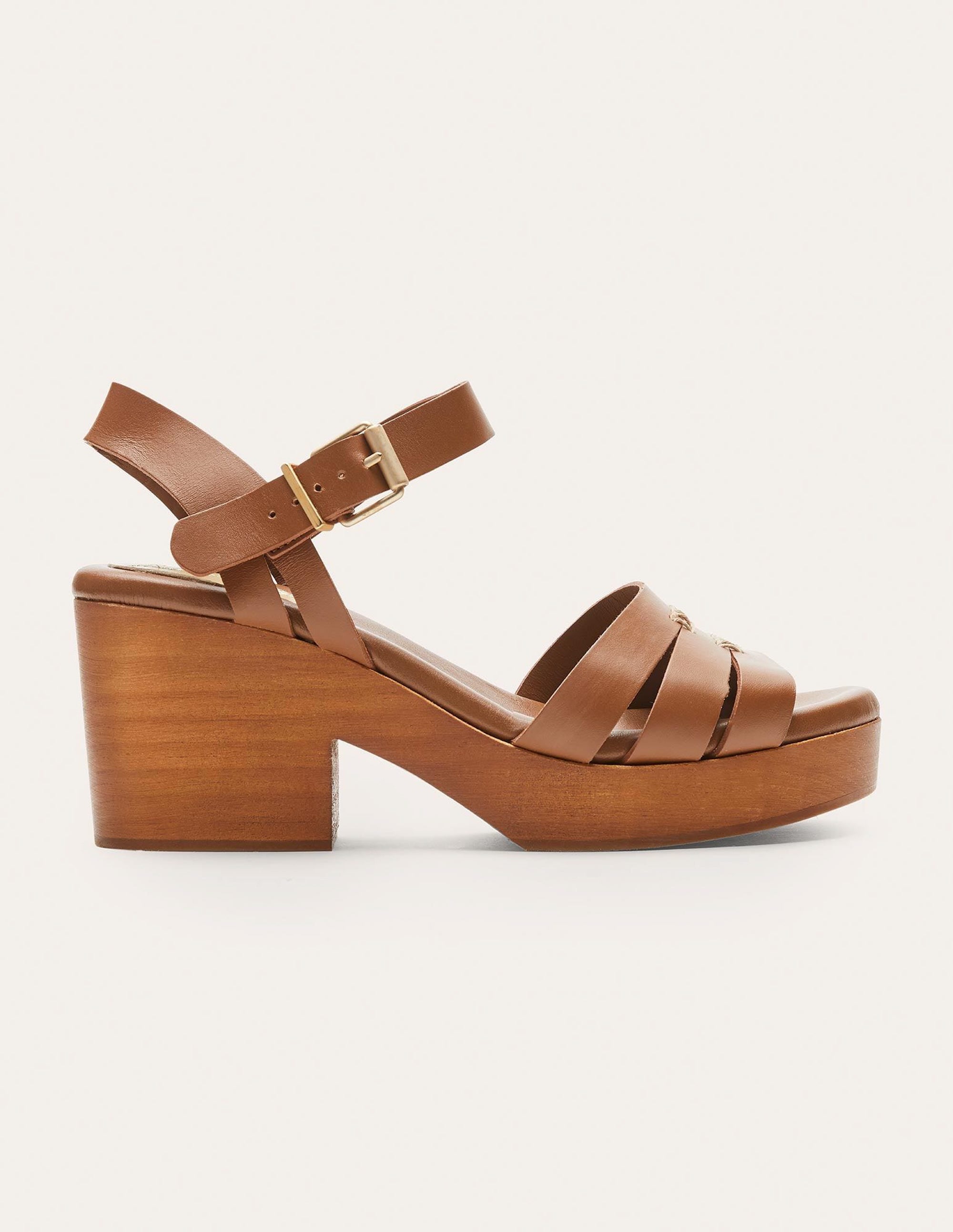 Sandalen-Clogs mit Absatz-Hellbraun - Image 2