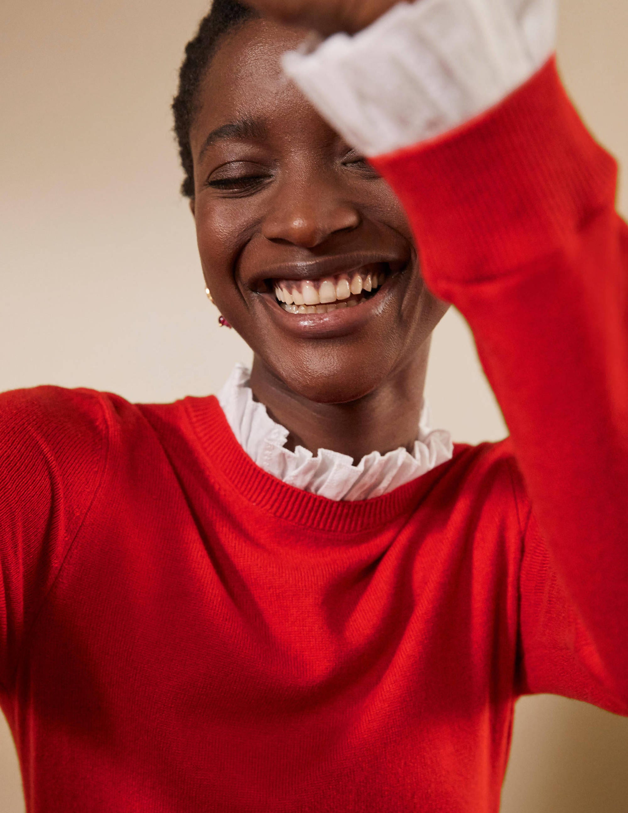 Robe Beatrice en maille-Rouge blazer - Image 2