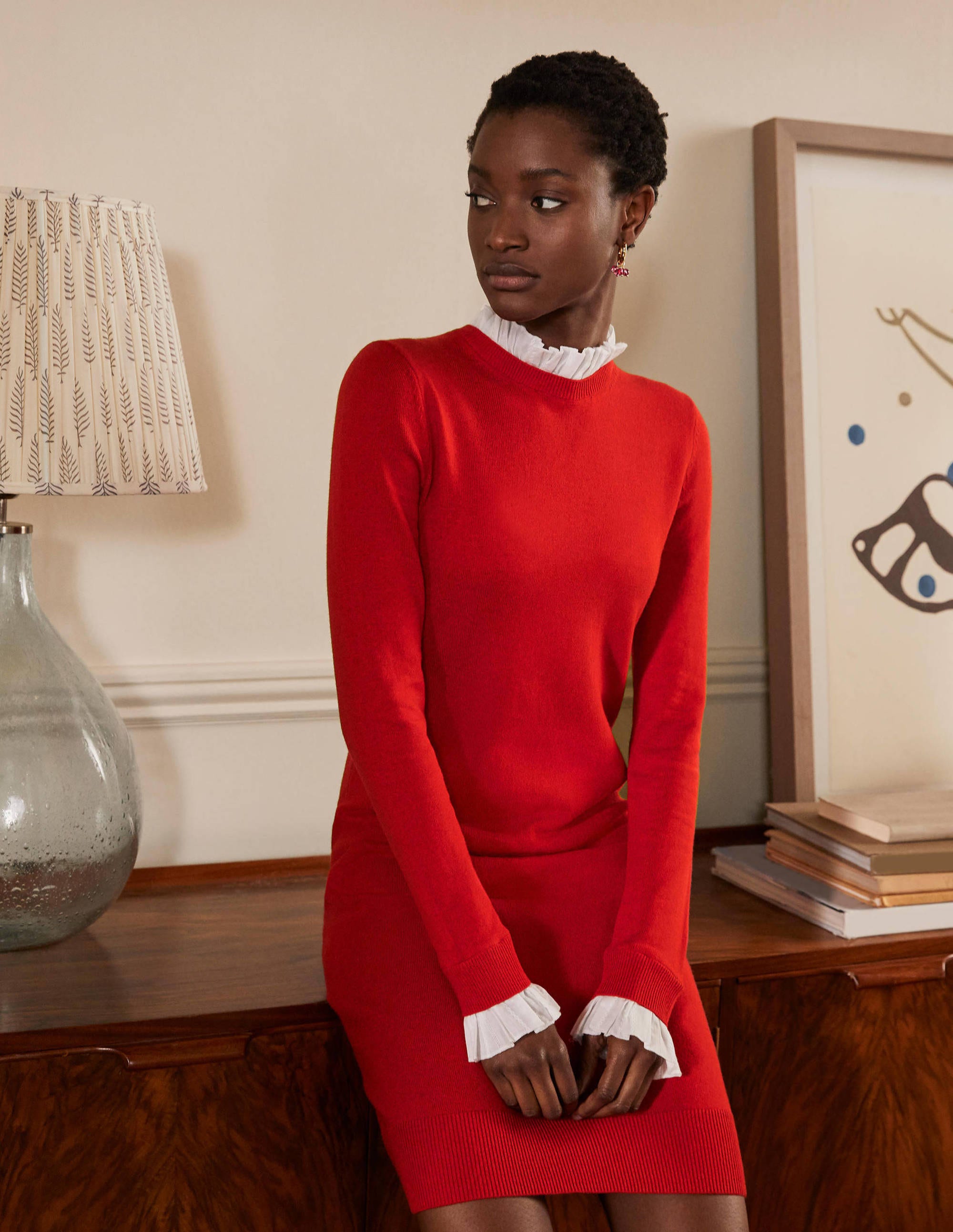 Robe Beatrice en maille-Rouge blazer - Image 4